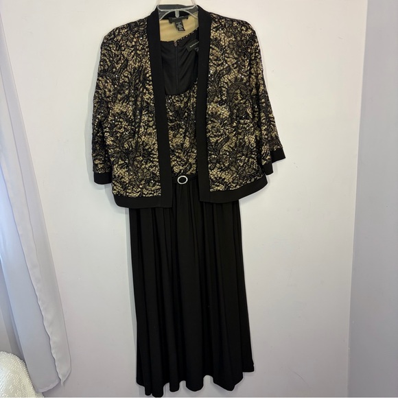 R & M Richards Black Dress with Lace Jacket, Excellent, Size 16 - Picture 11 of 15